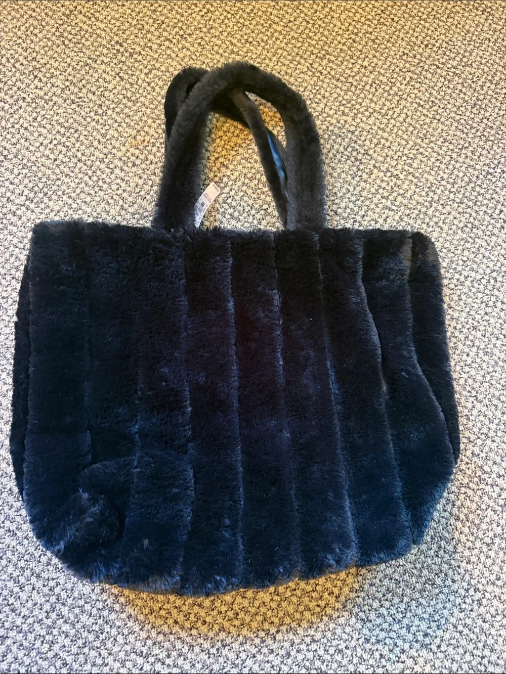 Victoria's Secret NWT Black Hobo Faux Fur Tote